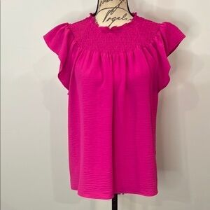 Mittoshop flutter sleeve smocked relaxed fit top M